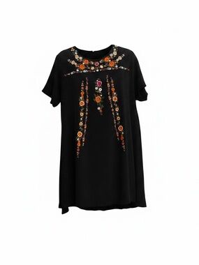 A Beautiful Soul Black Floral
Embroidered Dress‎ Sz A L 100%
Rayon Above Knee